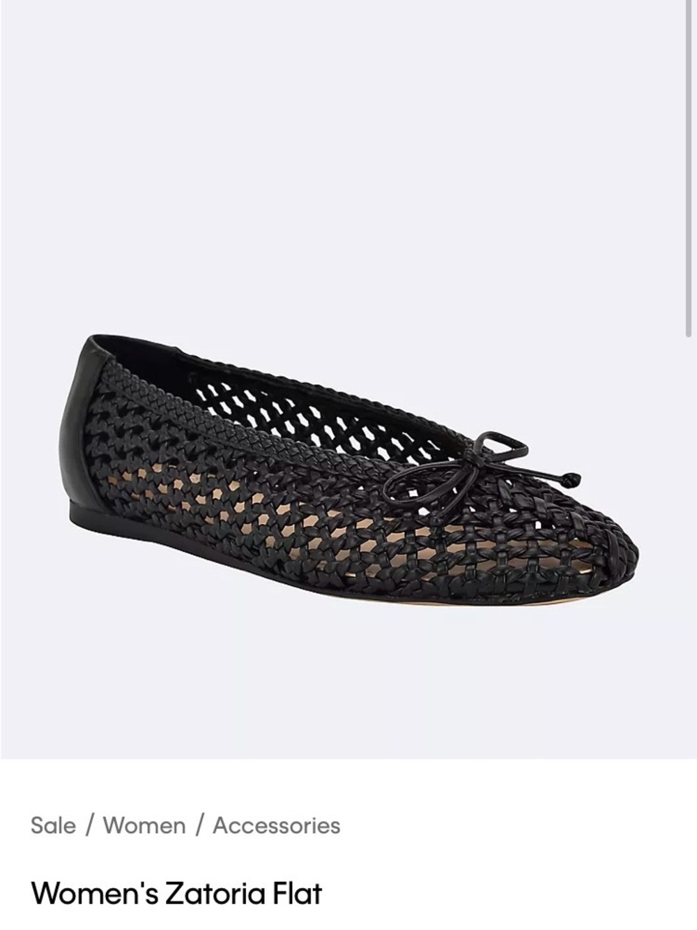 CALVIN KLEIN ZATORIA WOVEN BOW DAINTY CHIC BALLET FLAT OFFICE COASTAL BLACK SZ 8